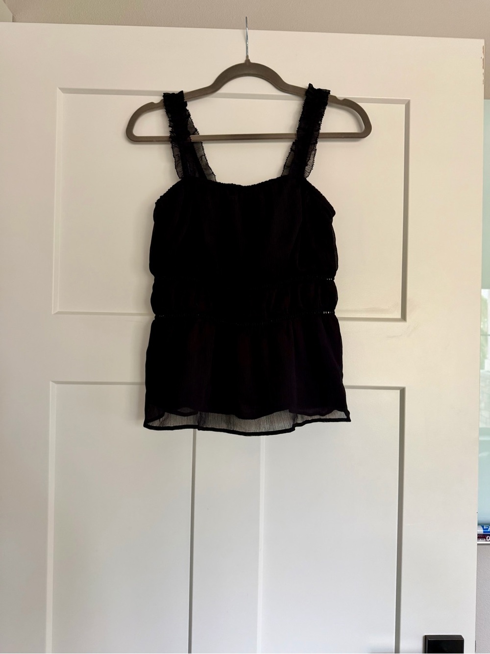 Old Navy Black Ruffle-Trim Peplum Tank